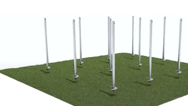 Steg 1: HELIX-skruvpålar installerade i marken